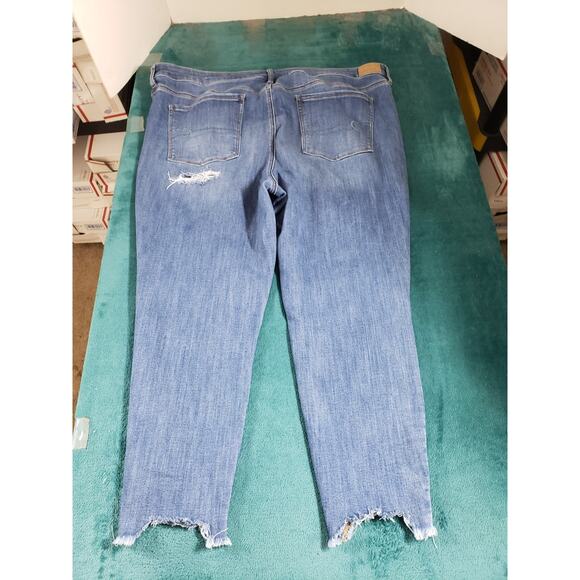 American Eagle Jeans Size 24 Womens Blue Stretch Denim High Rise Jegging Crop - Picture 12 of 14